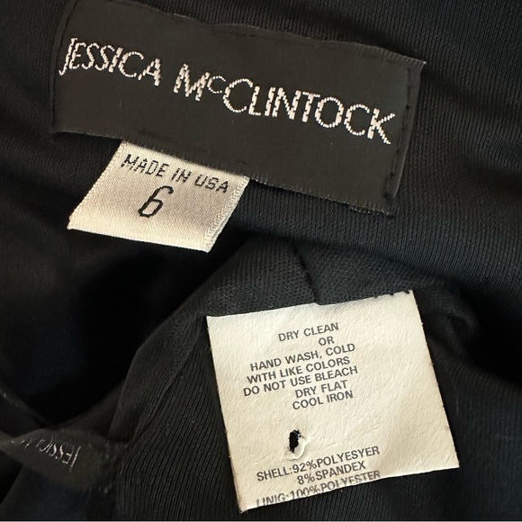 Jessica McClintock Black White Contrast Jersey Stretch Halter Dress Size 6 - Picture 12 of 12